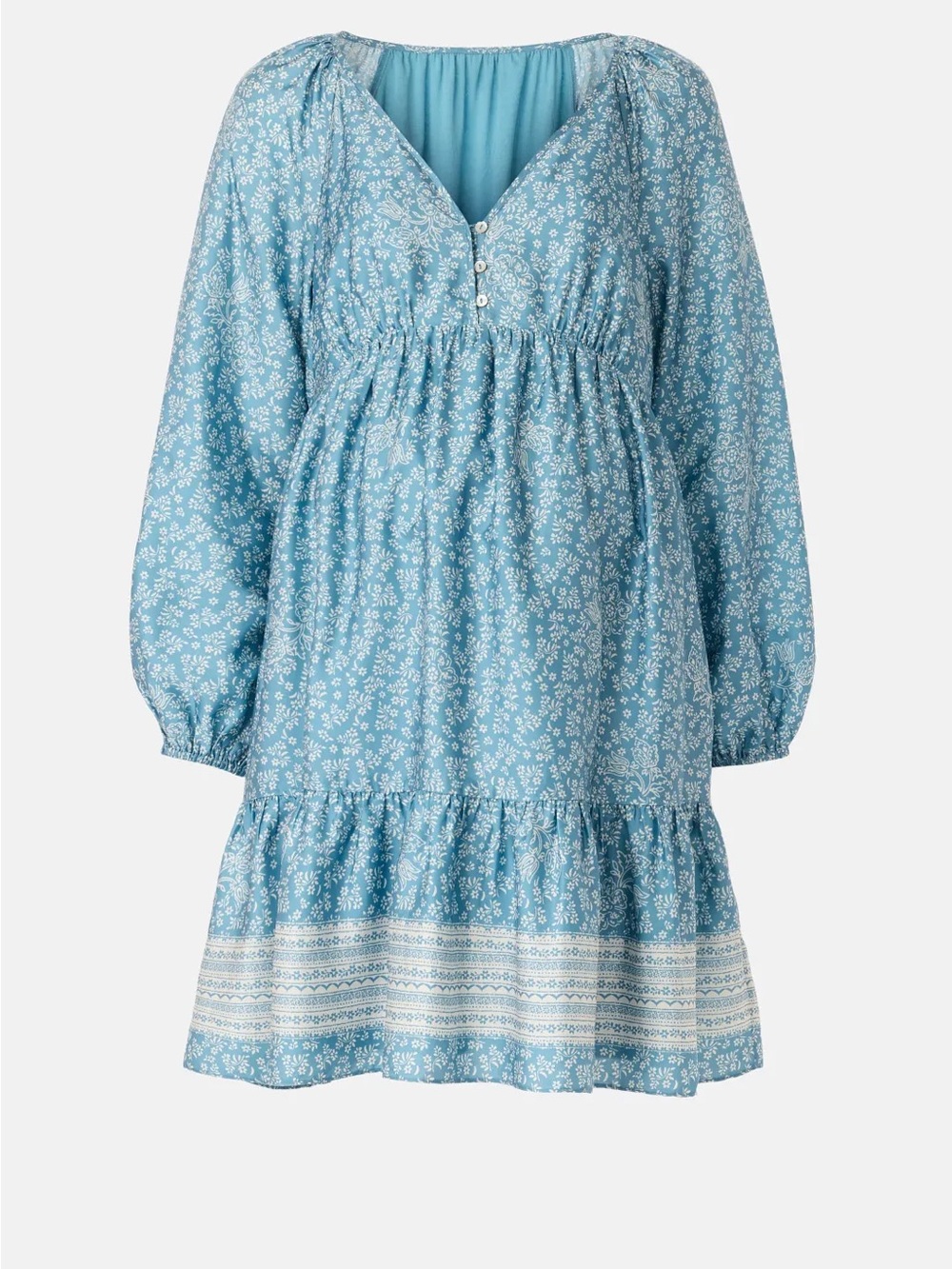 Hatch Maternity Blue Floral Tiered Babydoll Dress